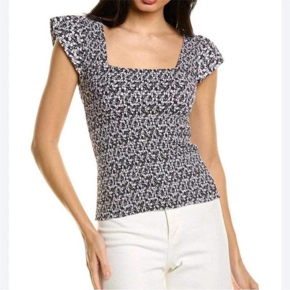 NATION Ltd Alicia Smocked Ruffle Top In Petite Fleur Size XS